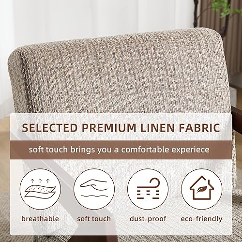 Miniatura 39 de INZOY Silla moderna de mediados de siglo con marco de madera, sillón tapizado con cojín de cintura, silla decorativa para sala de estar, dormitorio,