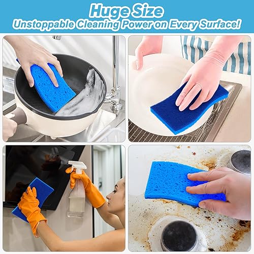 Miniatura 41 de AIDEA Esponjas antiarañazos, 12 unidades, esponja natural para utensilios de cocina antiadherentes, esponjas de cocina, esponja de celulosa