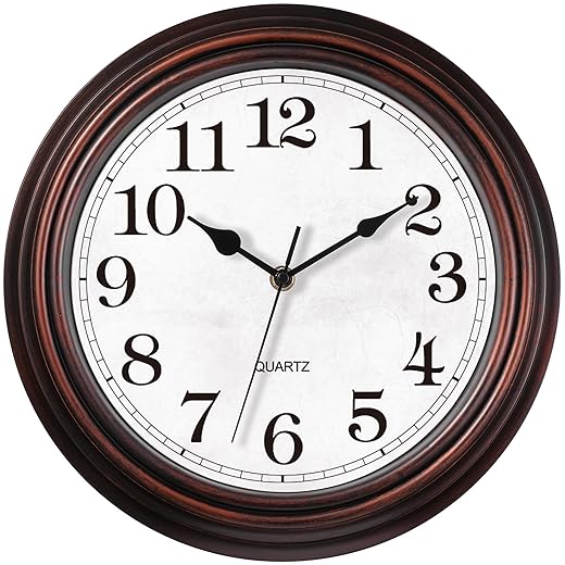HYLANDA Wall Clock, 12 Inch Vintage Retro Silent Quality Wall Clocks Battery Operated Non Ticking