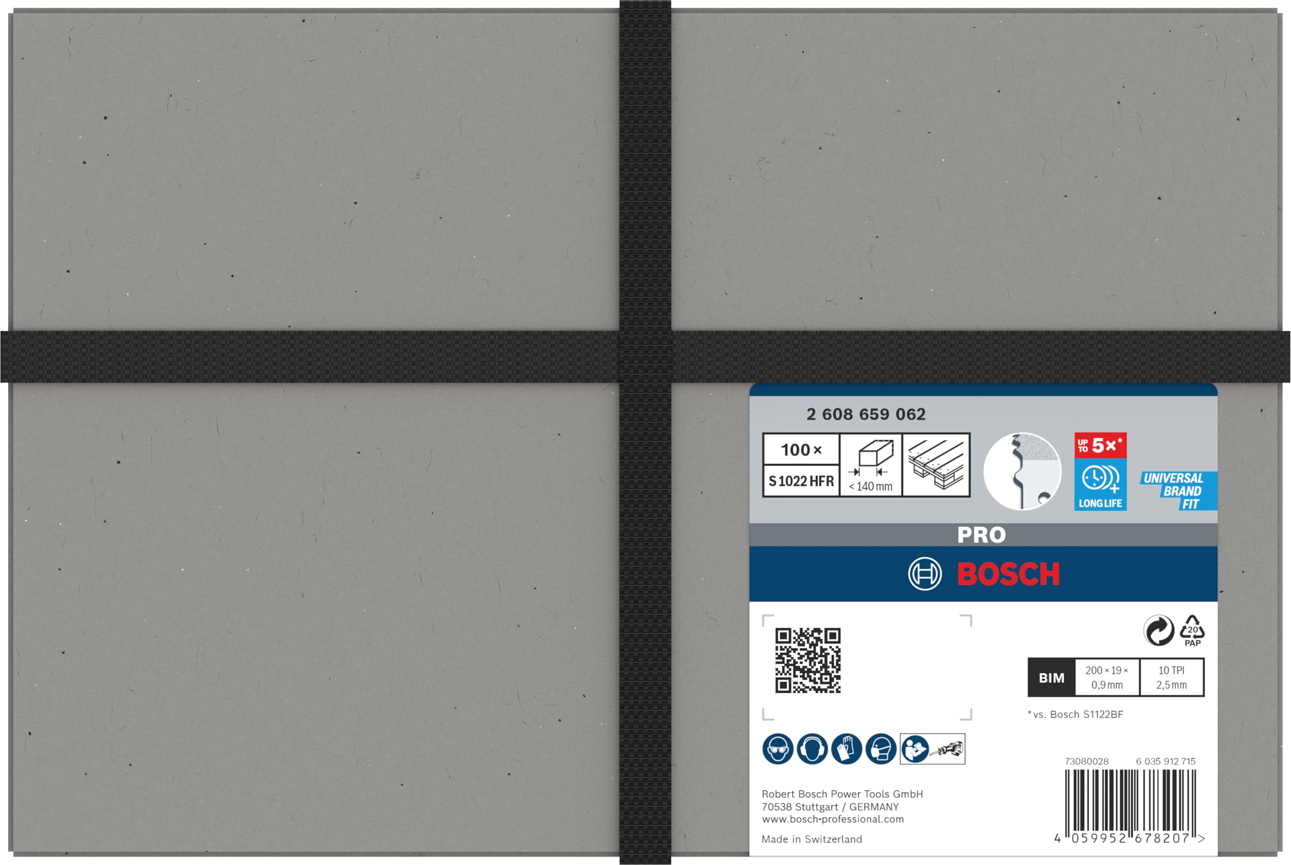 Bosch 100x Brzeszczot do piły szablastej do napraw palet PRO Pallet S1022HFR Repair Fast (do Stal, Drewno z gwoździami, Długość 200 mm, Professional Akcesoria Piła szablasta)