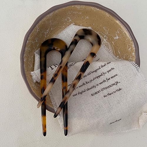 Miniatura 4 de Benefree - Juego de 2 horquillas de pelo en forma de U de acetato de celulosa estilo francés, 2 puntas, para mujeres y niñas, accesorios de peinado