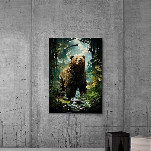 Bear Canvas Print, Animals Wall Hanging, Home decor wall art, Forest and Bear Picture, Bears in the Wild Art, Nature Print