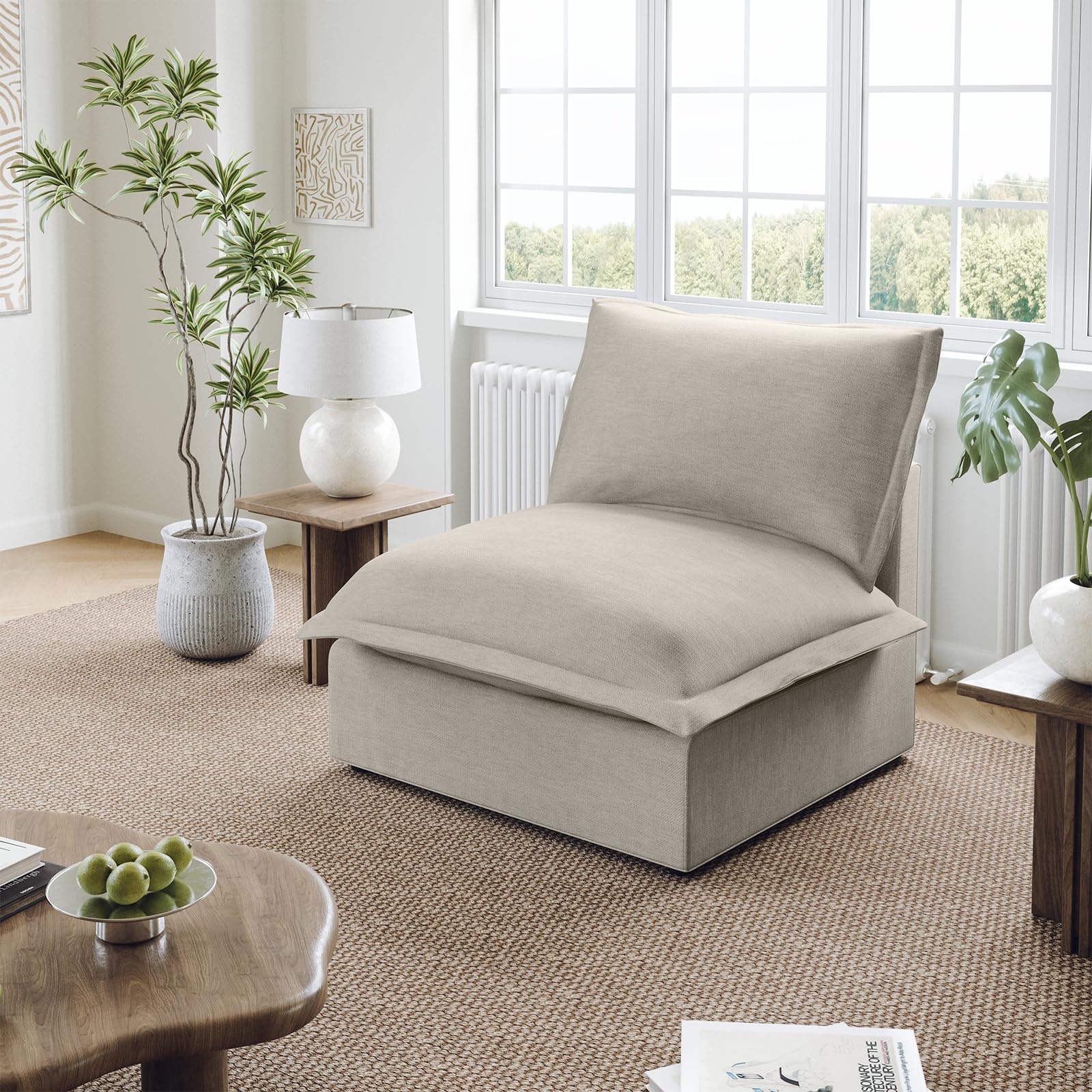 Lopzeho Middle Seat for Cloud Modular Sectional Sofa, Comfy Down Filled Cloud Couch with Removable Cover, Modular Sectional Couches for Living Room,