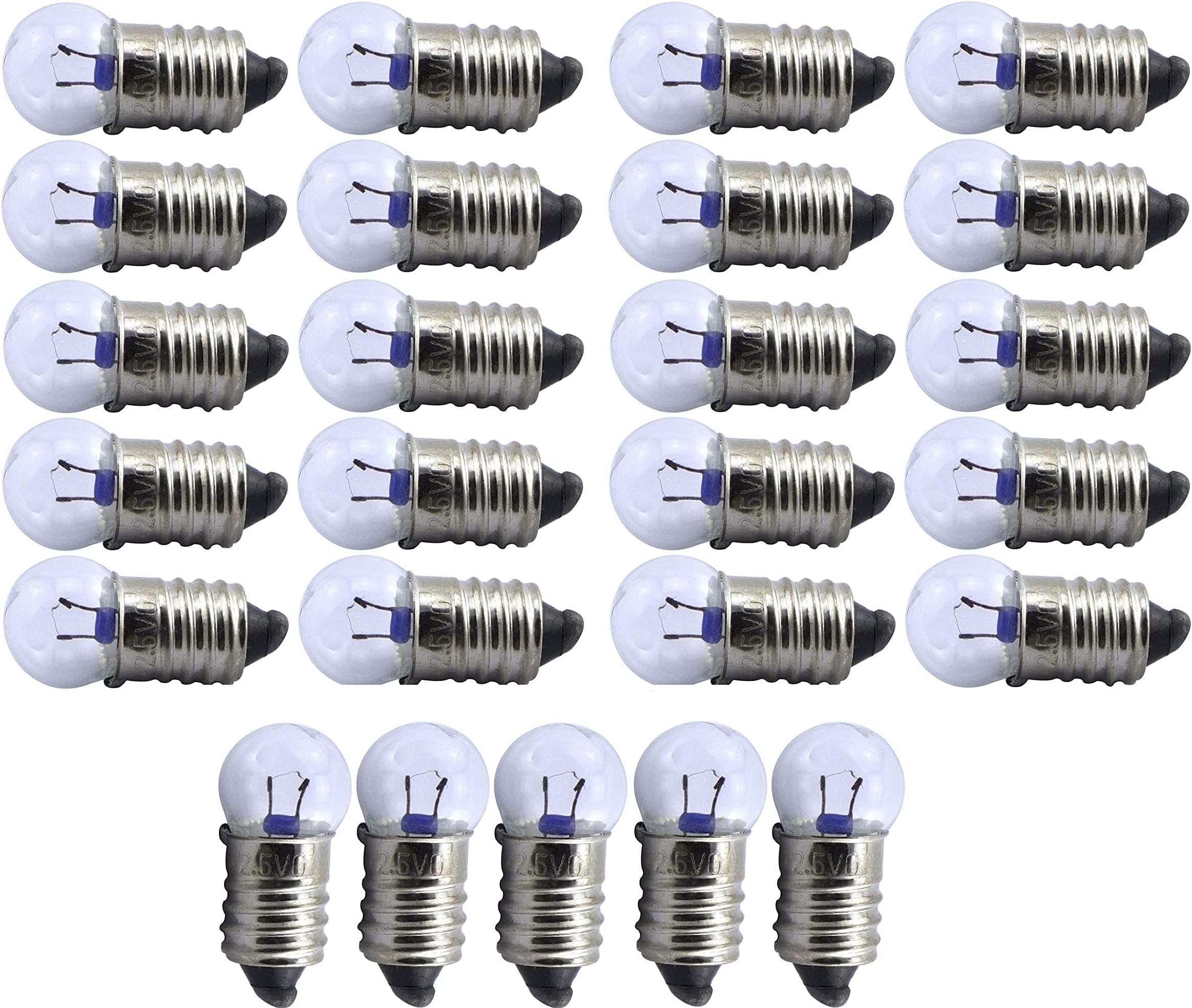 TOTOT 10pcs E10 Mini Light Bulbs 2.5V 0.3A Physical Electrical Experiment Screw Base Indicator Light Incandescent Bulb Old-Fashioned Flashlight Lamp