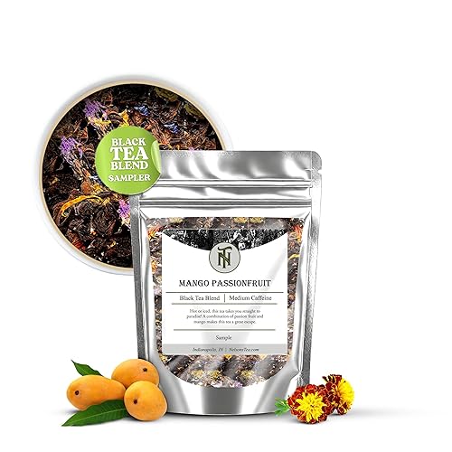 Nelson's Tea - Mango Passionfruit - Té negro de hoja suelta - Té negro, mango seco, acianos, pétalos de caléndula y cártamo (muestra)