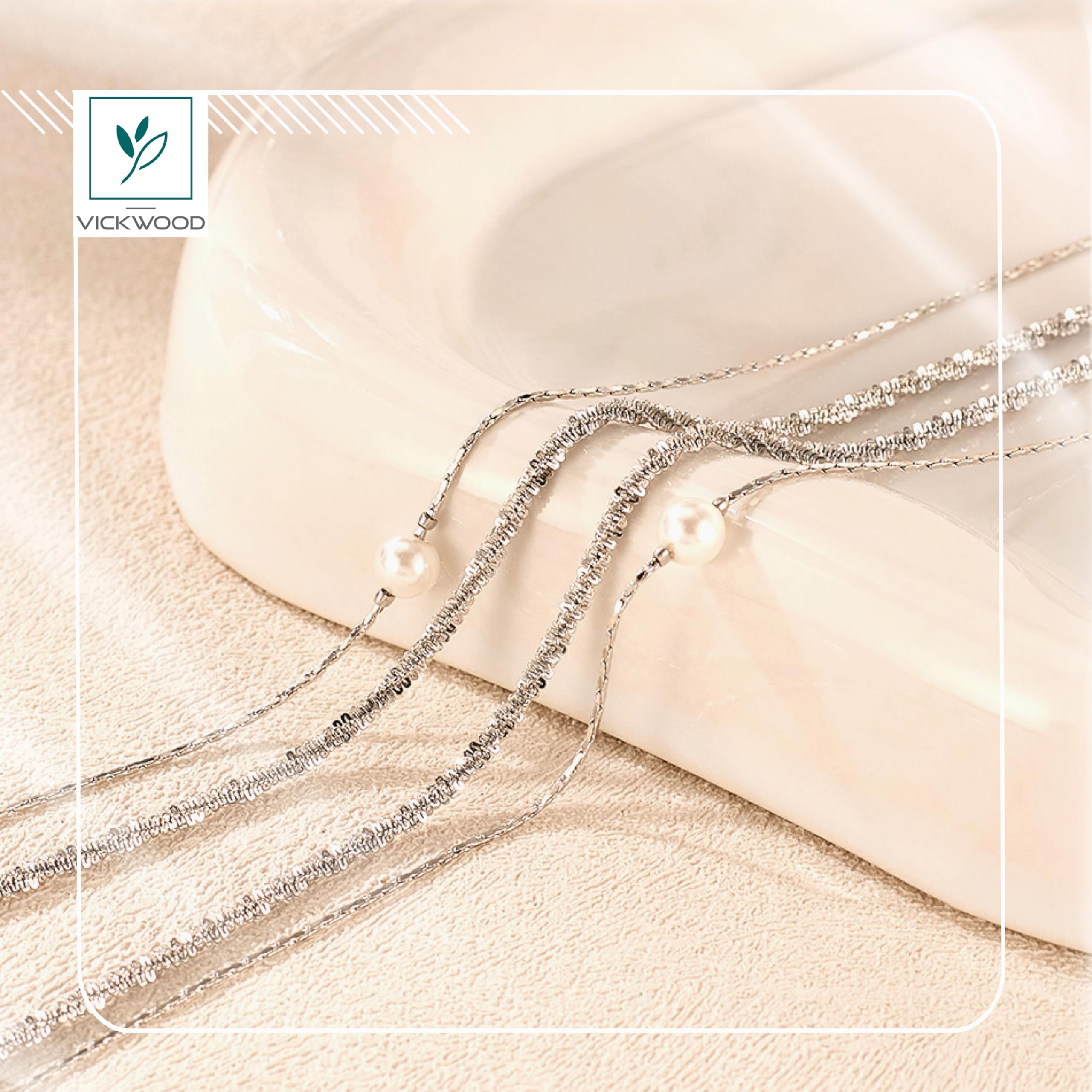 Fußkettchen für Damen Wasserfest bis 30cm lang Edeltahl Fußkette/Armband-Halskette Set Layering-Perlen - Fussketten für Frauen - Silber/Rosegold/Gold