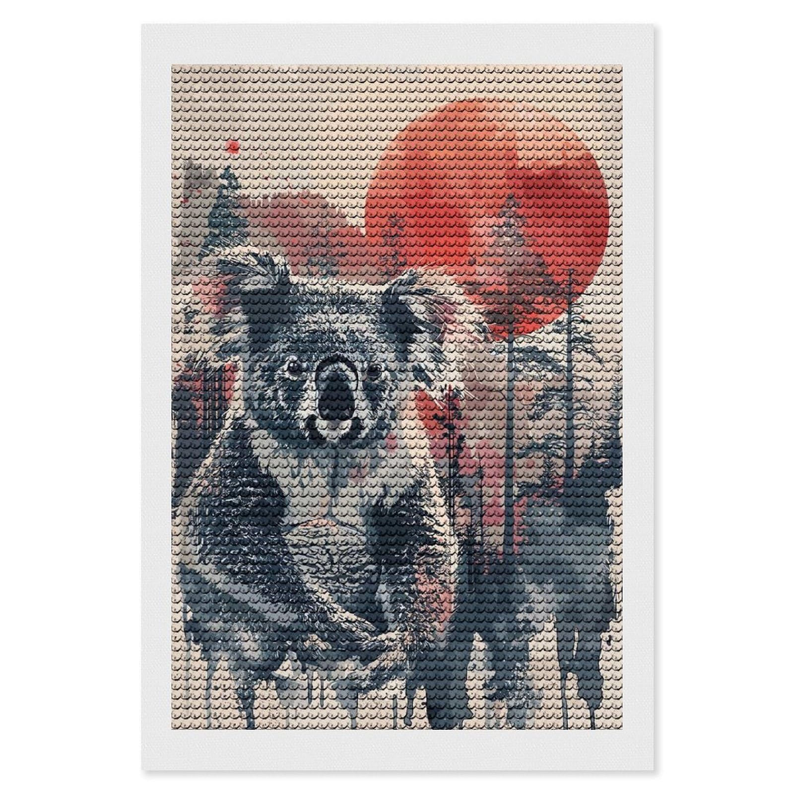 Junmoney Koala Red Sun Watercolor Diamond Art Kit 8"x12", Bedroom Decor, Adhesive Canvas, Full Kit Included, Thoughtful Present, Birthday Gift