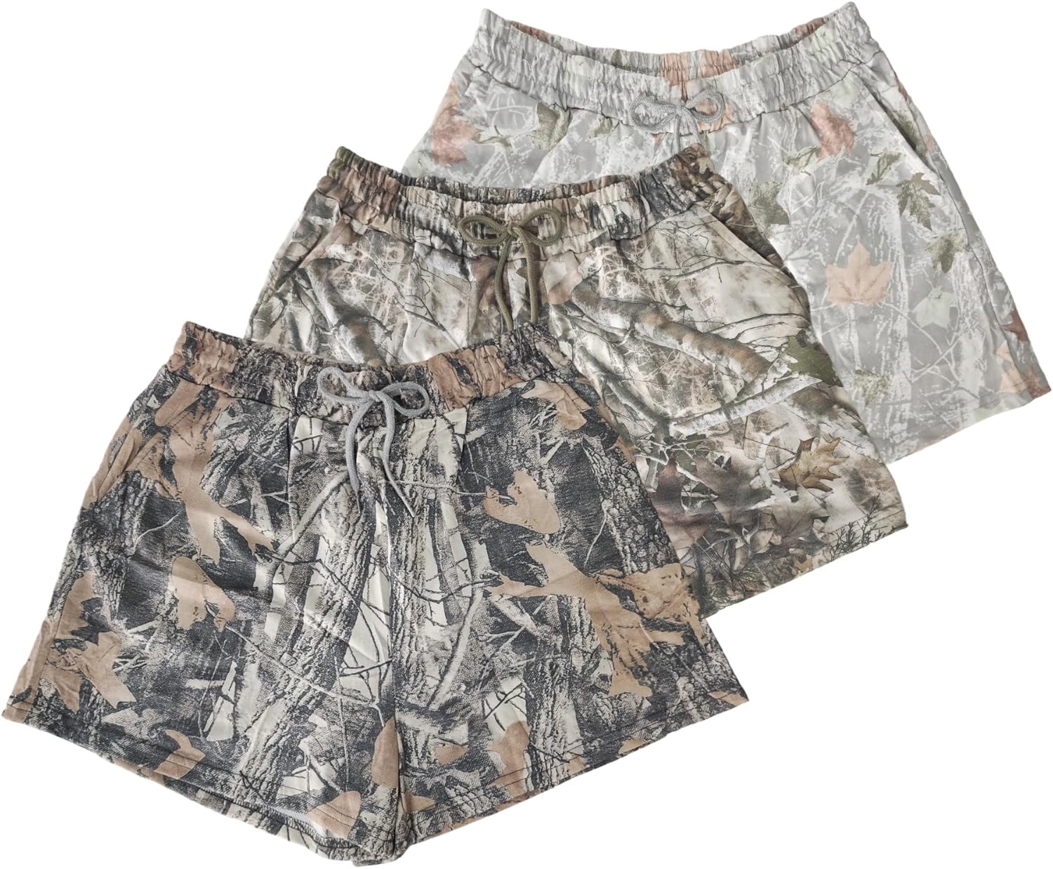 Camo Sweat Shorts for Women Drawstring Elastic Waist Maple Leaf Print Lounge Athletic Shorts with Pockets