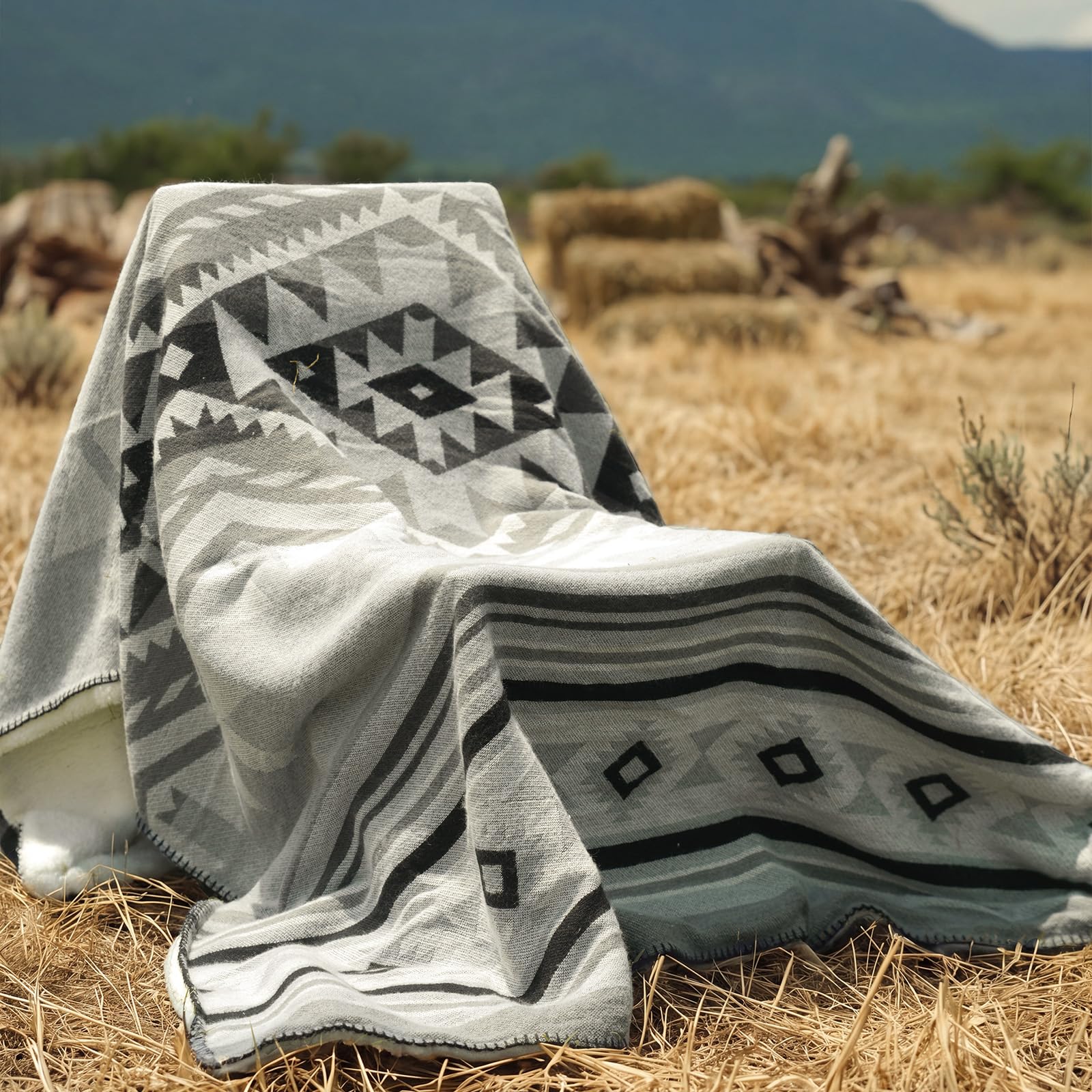 Photo 1 of HORIMOTE HOME Aztec Sherpa Throw Blanket 50" x 60" Grey