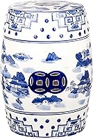 Safavieh Castle Gardens Blue Chinoiserie Ceramic Garden Stool - Indoor Outdoor Elegant Accent