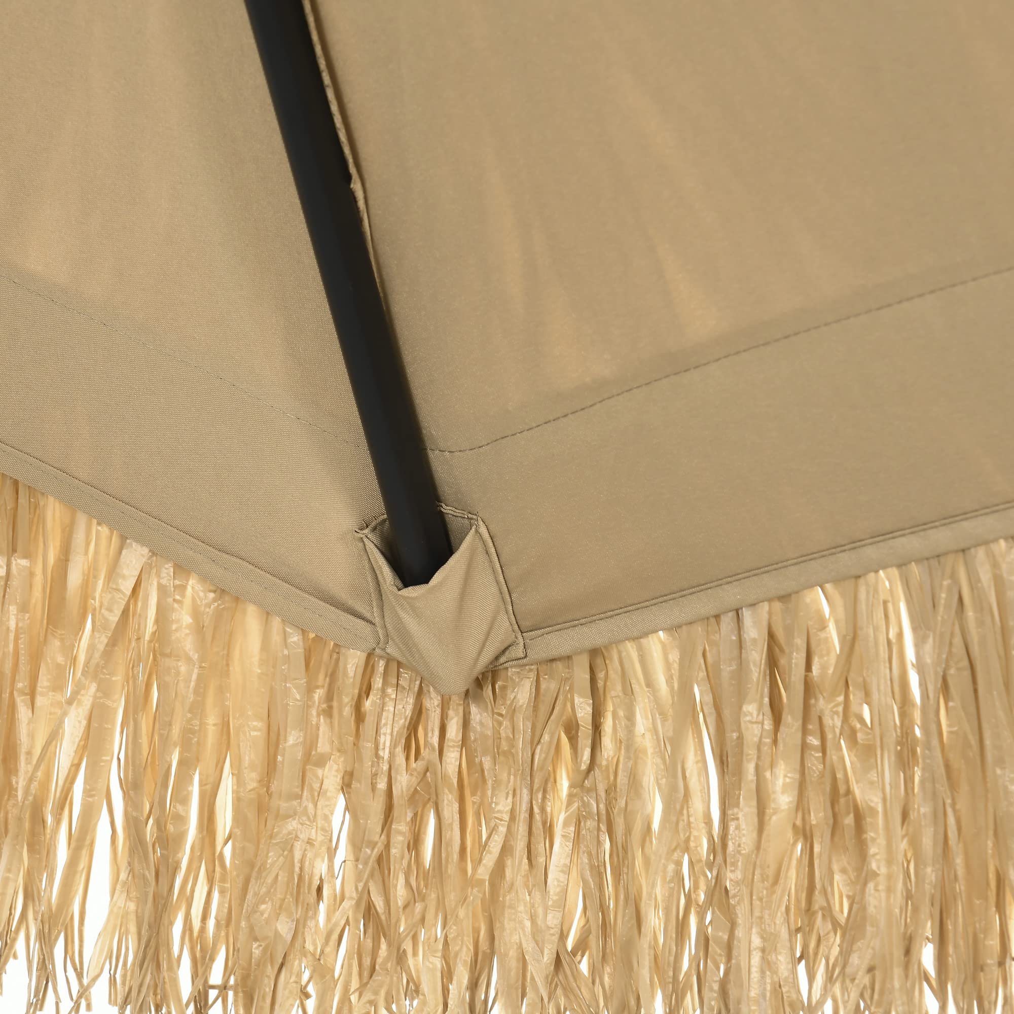 Outsunny Ombrellone da Giardino 2.6x2.6m Inclinabile con Manovella Cachi | Reclinabile, Ombrellone da Esterno Rotondo Hawaiano, 8 Stecche, Alluminio e Poliestere, per Cortile Balcone Terrazzo