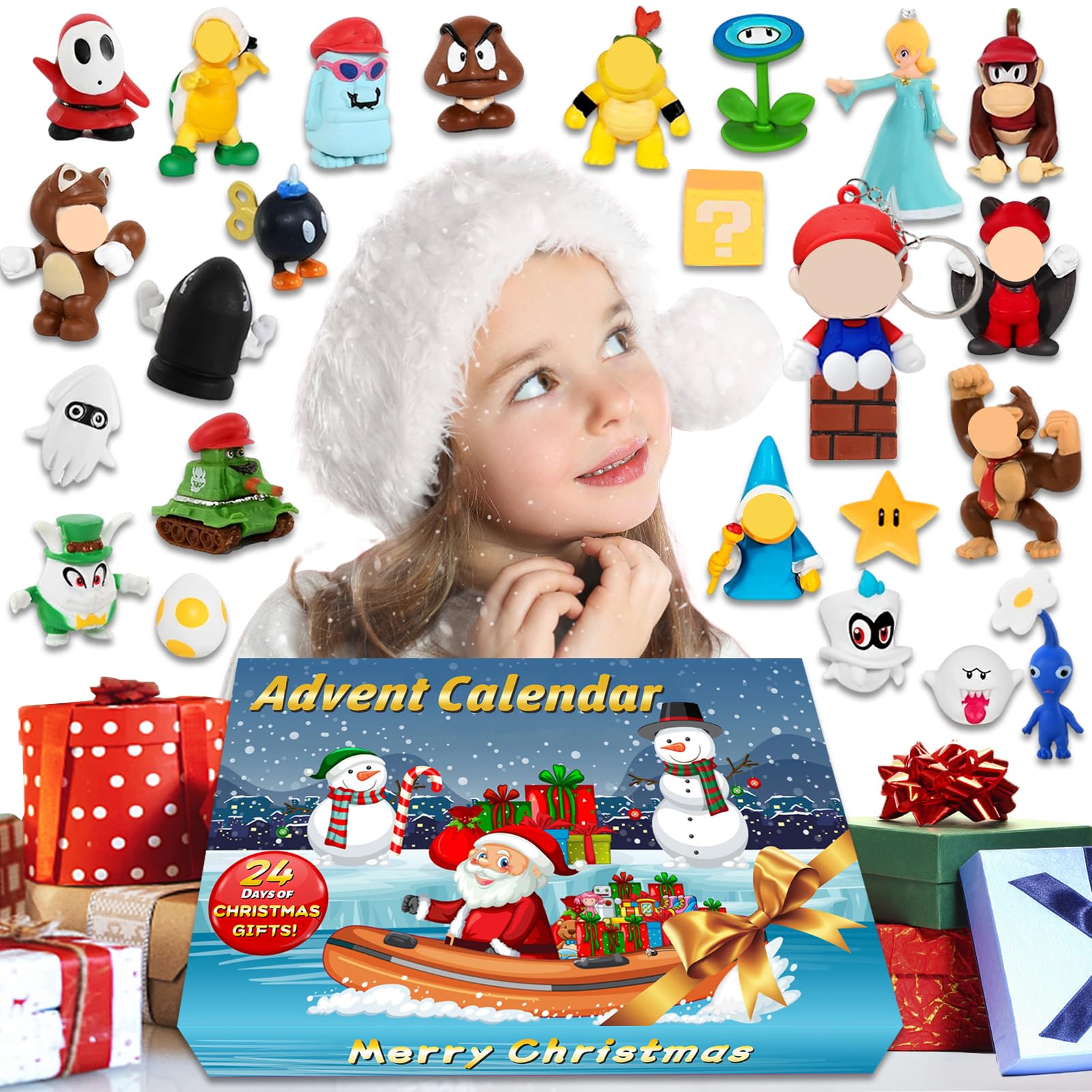 Calendario dell'Avvento Super Bros,Calendario dell'Avvento a Tema Super Bros 2025 con 24 Personaggi Bros da Collezione,Idea Regalo per Natale