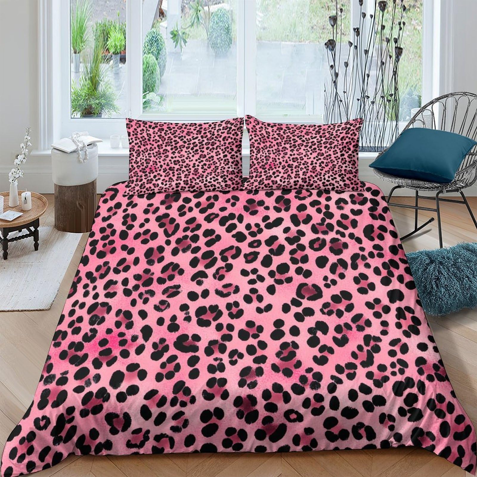 Ctjqhvkz Style-7 3D Printed Pink Leopard Fitted Sheet Microfiber Non Slip Bed Cover For Bedroom Guest Room Easy Care Animal Print Decor Single（135X200cm）