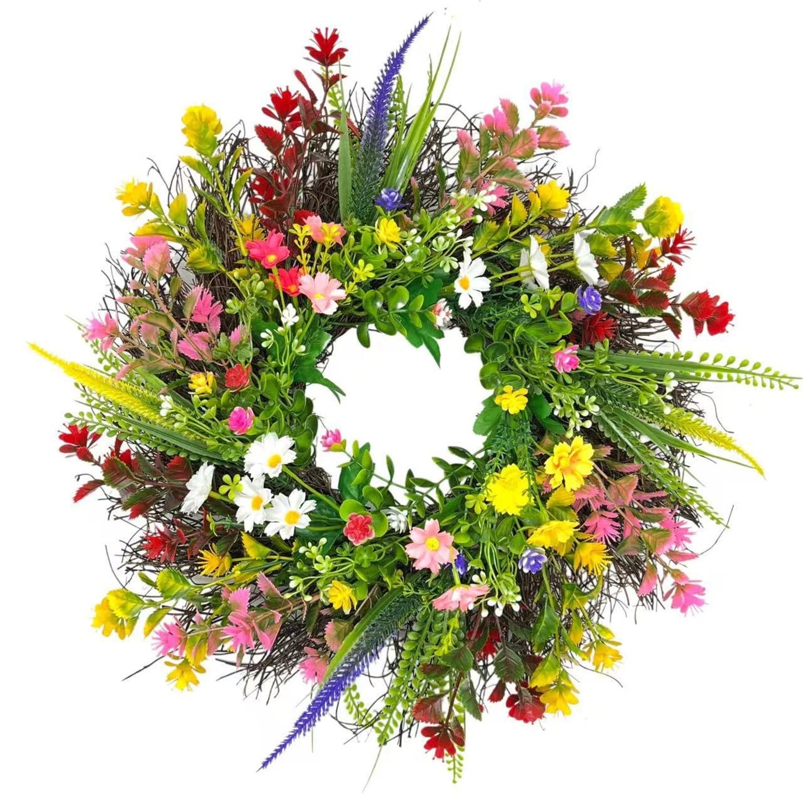 Guirlande printemps couronne de porte haut de gamme en taille unique rose de 17,7 cm