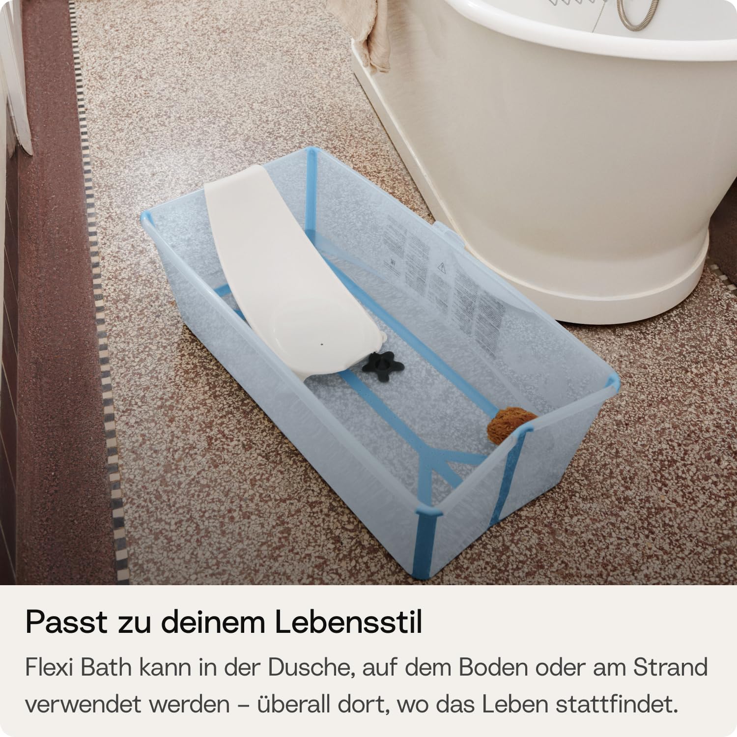Stokke Flexi Bath, Lavender - 64 x 24 x 34 cm - Faltbare Babybadewanne für Neugeborene und Babys - Leicht, robust & einfach zu verstauen - Praktisch für zu Hause oder auf Reisen