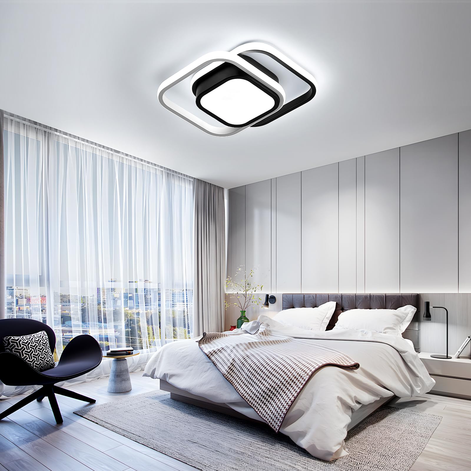 Osairous LED Ceiling Lights, 2 Squares Flush Mount Ceiling Lighting - Image 2