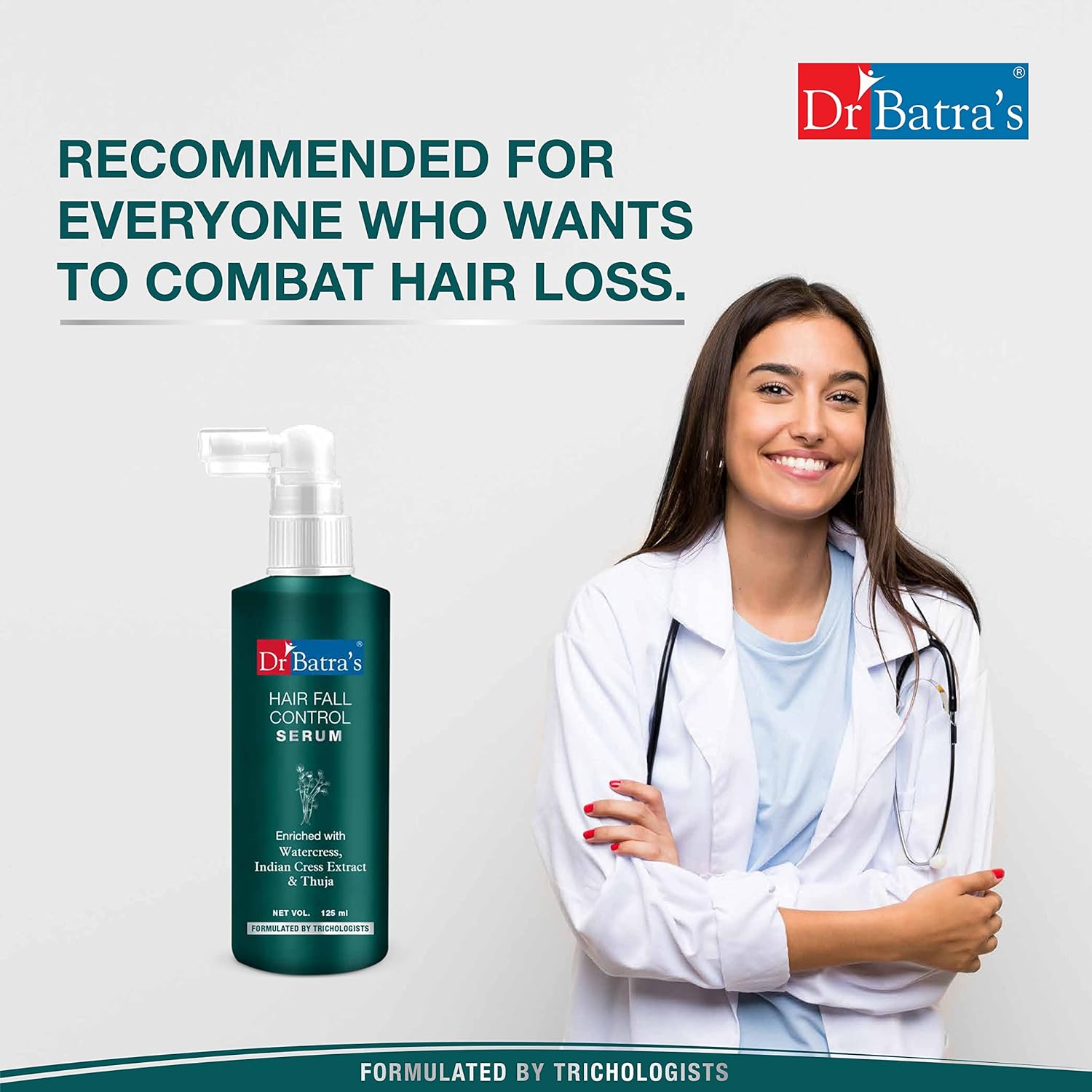 Dr Batra's Hair Fall Control Serum, Best ingredients of Thuja, Henna & Amla, Healthy scalp, Silicone, Paraben & Sulphate free, Trichologists formulated, Lightweight (125 ml) Dr Batra's Hair Fall Control Serum, Best ingredients of Thuja, Henna & Amla, Healthy scalp, Silicone, Paraben & Sulphate free, Trichologists formulated, Lightweight (125 ml)