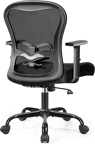 Miniatura 8 de Primy Silla de oficina ergonómica de escritorio para computadora, respaldo alto, silla de malla transpirable con soporte lumbar ajustable,