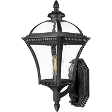 Emliviar Modern Exterior Light Fixture, 23 Inch, Seeded Glass, XE266B BK