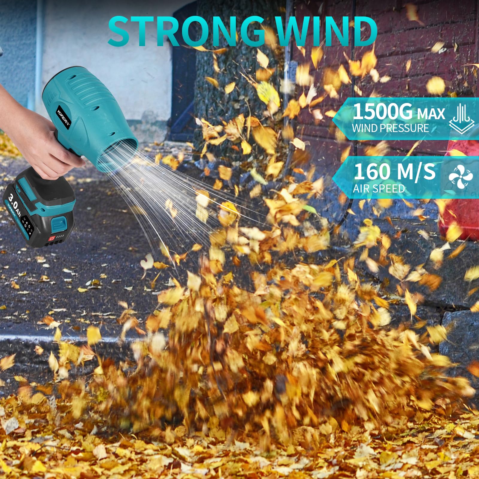 Yofidra Turbo Souffleur à Feuilles sans Fil 160 m/s avec 2 Batteries