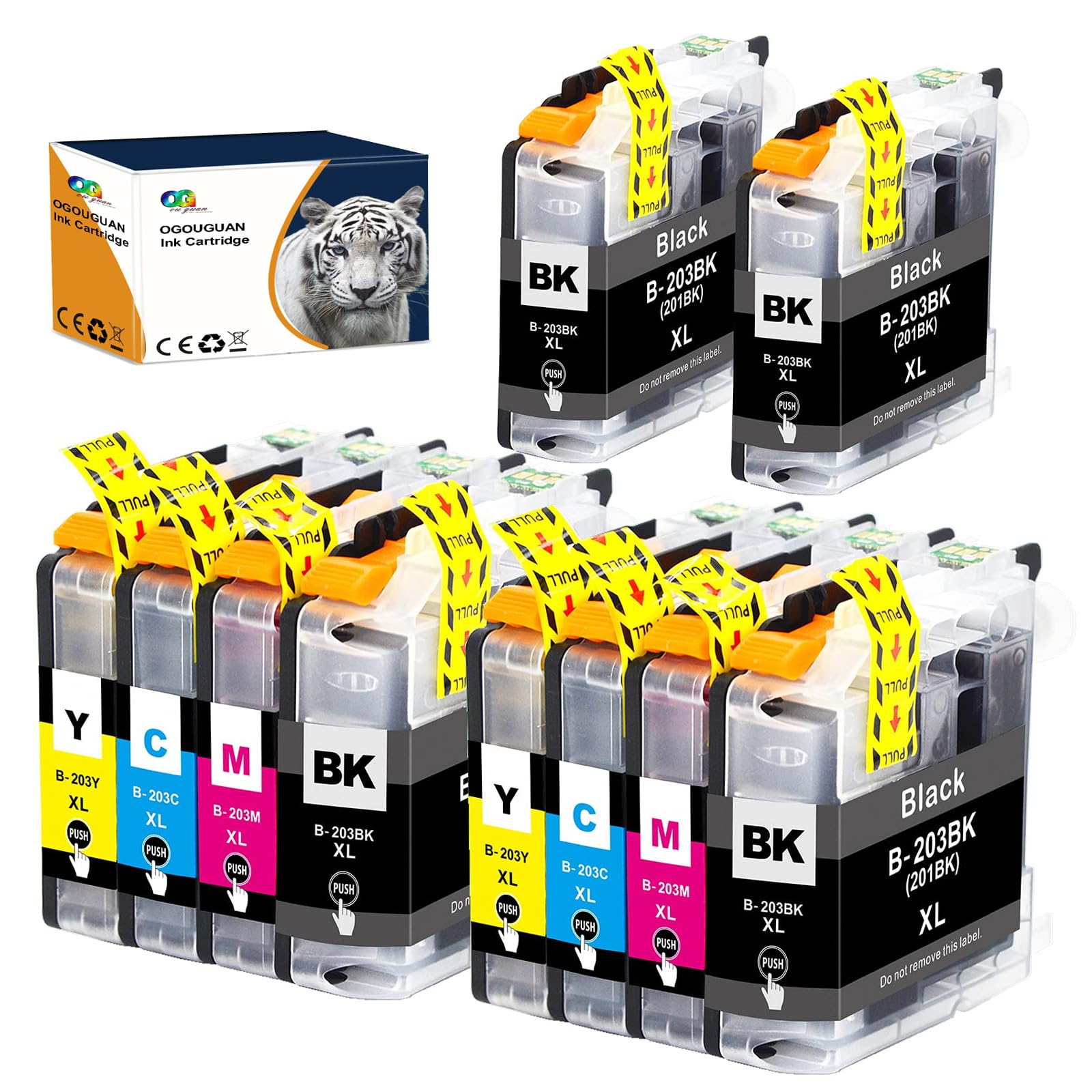 OGOUGUAN Ink Cartridges Replacement for Brother LC203 LC201 LC203XL LC201XL Ink to Work with Brother MFC-J460DW J480DW J485DW J680DW J880DW J885DW MFC-J4320 J4620DW (4BK 2C 2M 2Y, 10 Pack)