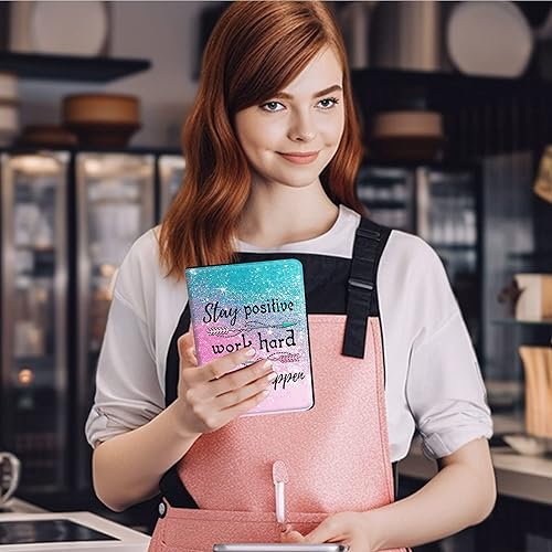 Miniatura 7 de RYUITHDJP Libro de mesera para camarera, libros de camarera con bolsillo con cremallera, diseño inspirador, organizador de libros de servir,