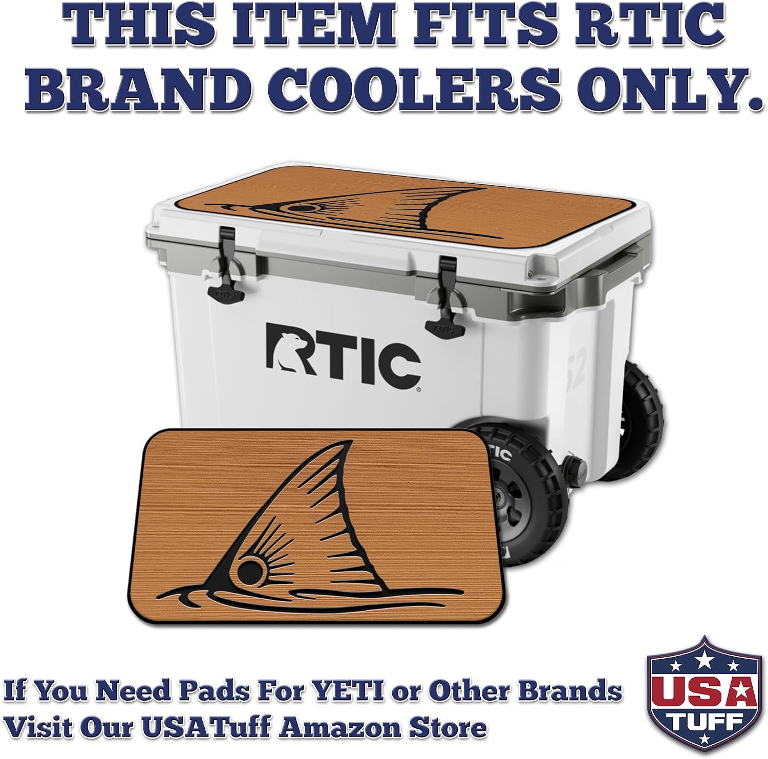 USATuff SeaDek EVA Mat Cooler Pad fits RTIC | Peel & Stick Application | Non Slip Comfort Accessories - Top Fin Redfish Design (Mocha-Black)