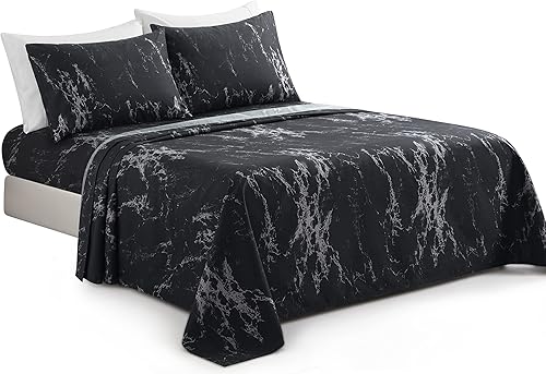 Miniatura 8 de Marina Decoration Juego de sábanas de 6 piezas ultra suave y sedosa con bolsillo profundo y estampado rico de rayón de bambú para todas las