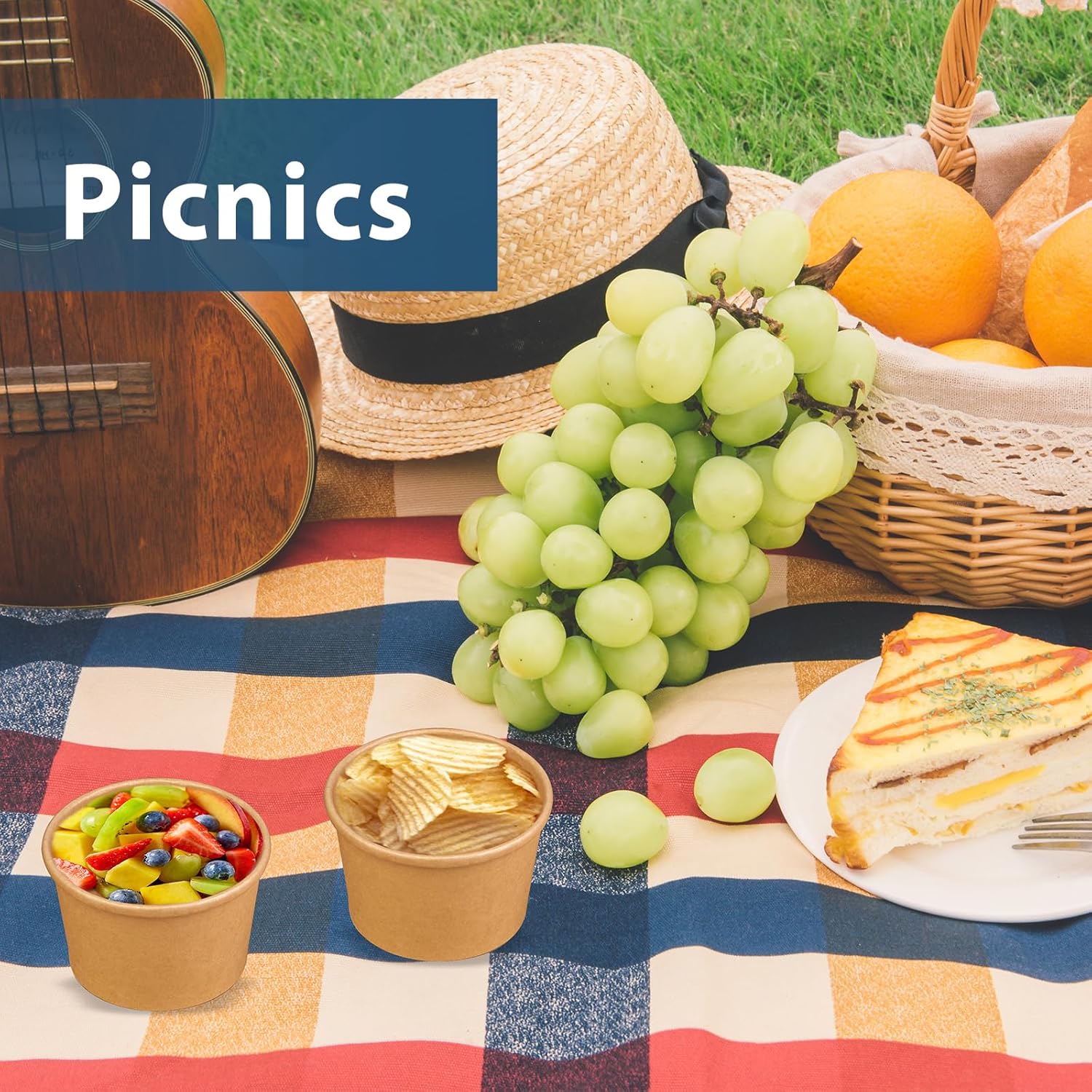 8 oz 75 pack Paper Soup Cup Disposable, Paper Soup Containers with Lids, Kraft Ice Cream Container for Soups, Stews, Ice Creams, Sorbet and Salads