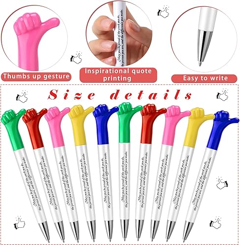 Miniatura 2 de 100 bolígrafos Thumbs Up para empleados, regalos de agradecimiento para compañeros de trabajo, bolígrafos de agradecimiento, lindos bolígrafos
