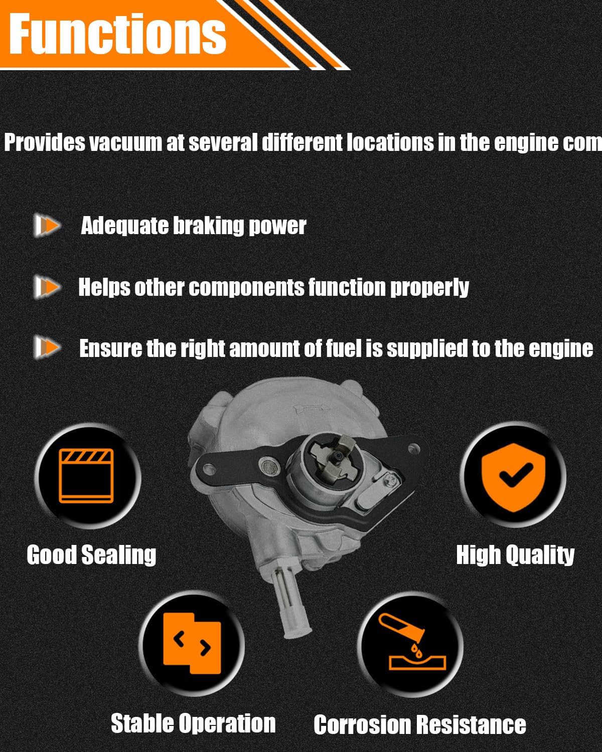 A2712301365 A2712301665 Brake Vacuum Pump Compatible with 2012 2013 2014 2015 Me-rcedes-Benz C250 SLK250 W204 R172 1.8L, Vacuum Pump Replace OE# SK904023 2712301665 2712301365