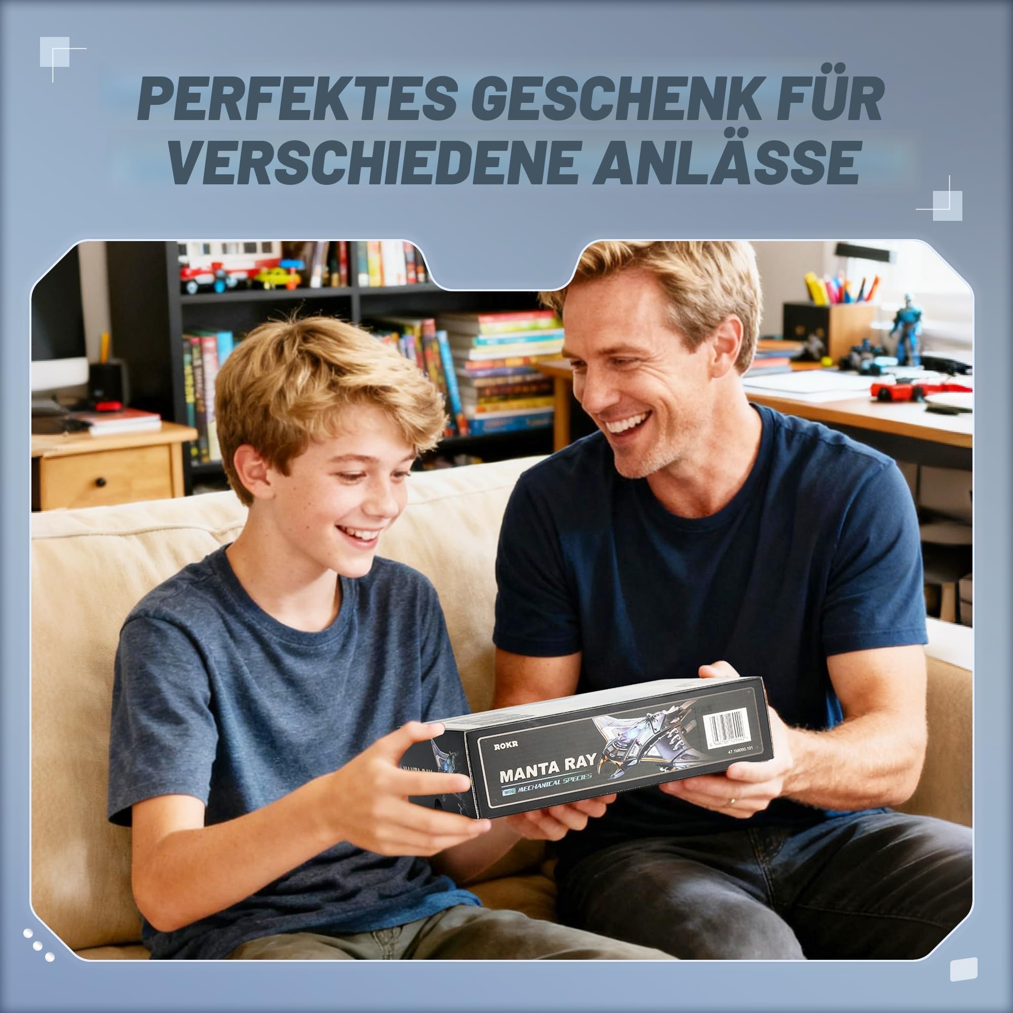 ROKR 3D Puzzle Manta Ray Mechanische Modellbau, Meerestiere 3D Puzzle Erwachsene Mit Bewegungs- und LED-Lichteffekt, STEM-Modellbausatz für Erwachsene (MI06)