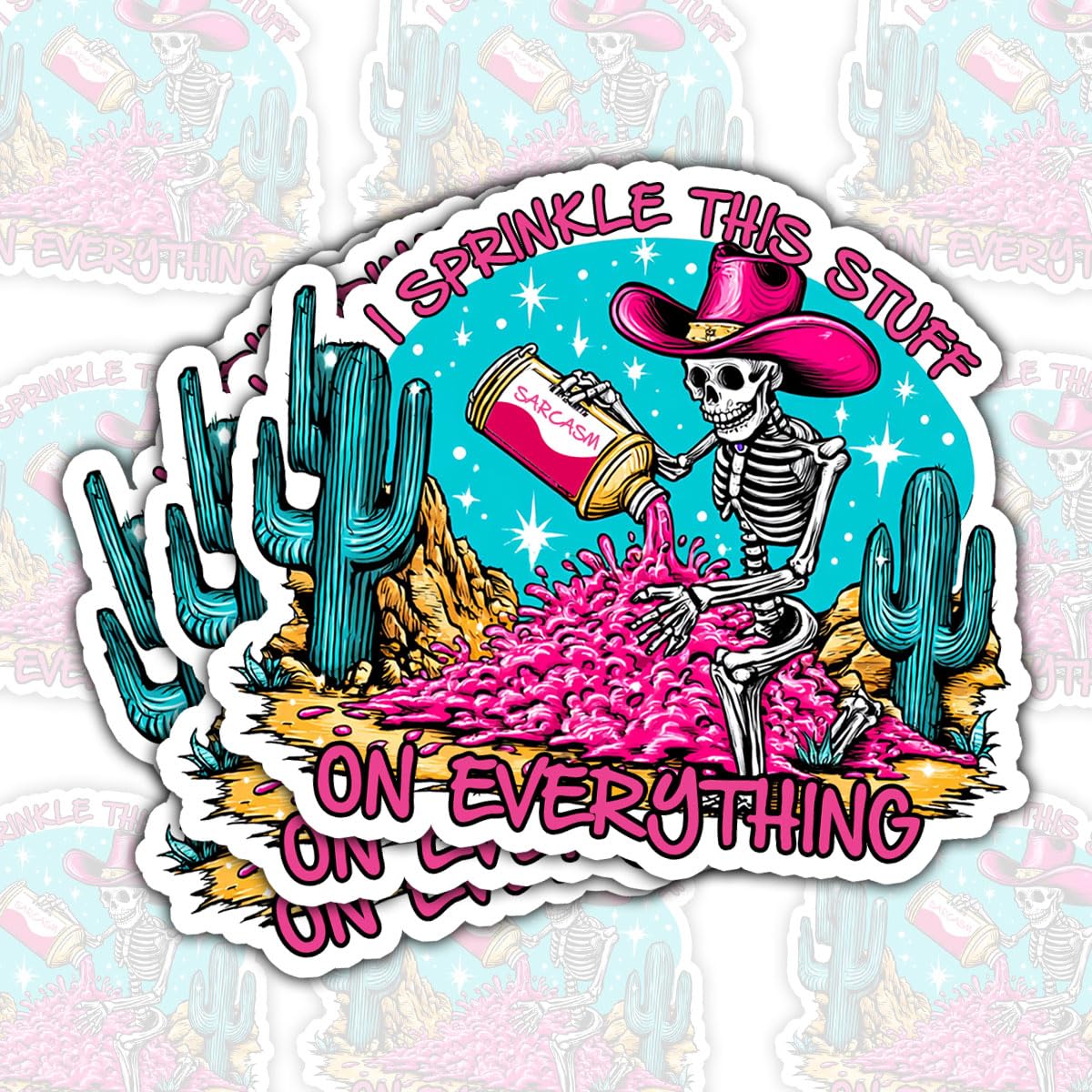Sticker squelette humour lot de 3 vinyles adhésifs ultra résistants tous supports