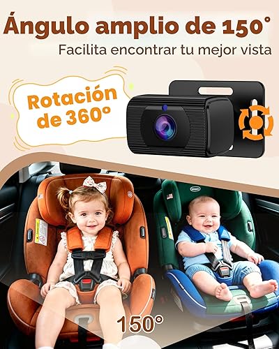 Miniatura 5 de Rohent Cámara de coche para bebé HD 1080P - Monitor infantil orientado hacia atrás con visión nocturna Cámara de coche para bebé Lente gran angular