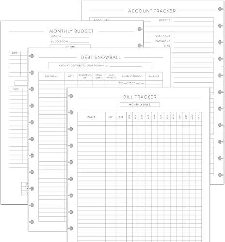 BetterNote Finance Plan Refill for Discbound Notebooks, Bill, Account, Expense, Budget, Fits Levenger Circa, The Happy Planner, Arc Systems, TUL,
