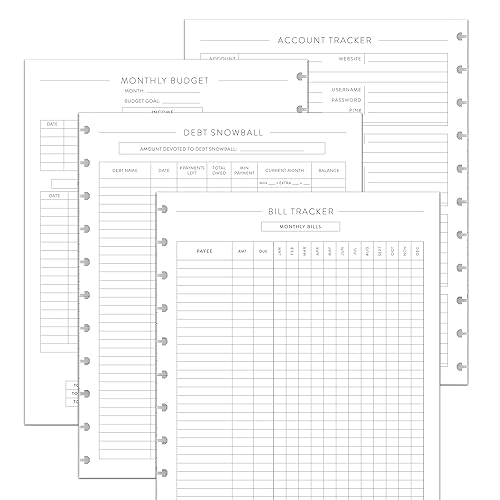 BetterNote Finance Plan Refill for Discbound Notebooks, Bill, Account, Expense, Budget, Fits Levenger Circa, The Happy Planner, Arc Systems, TUL,
