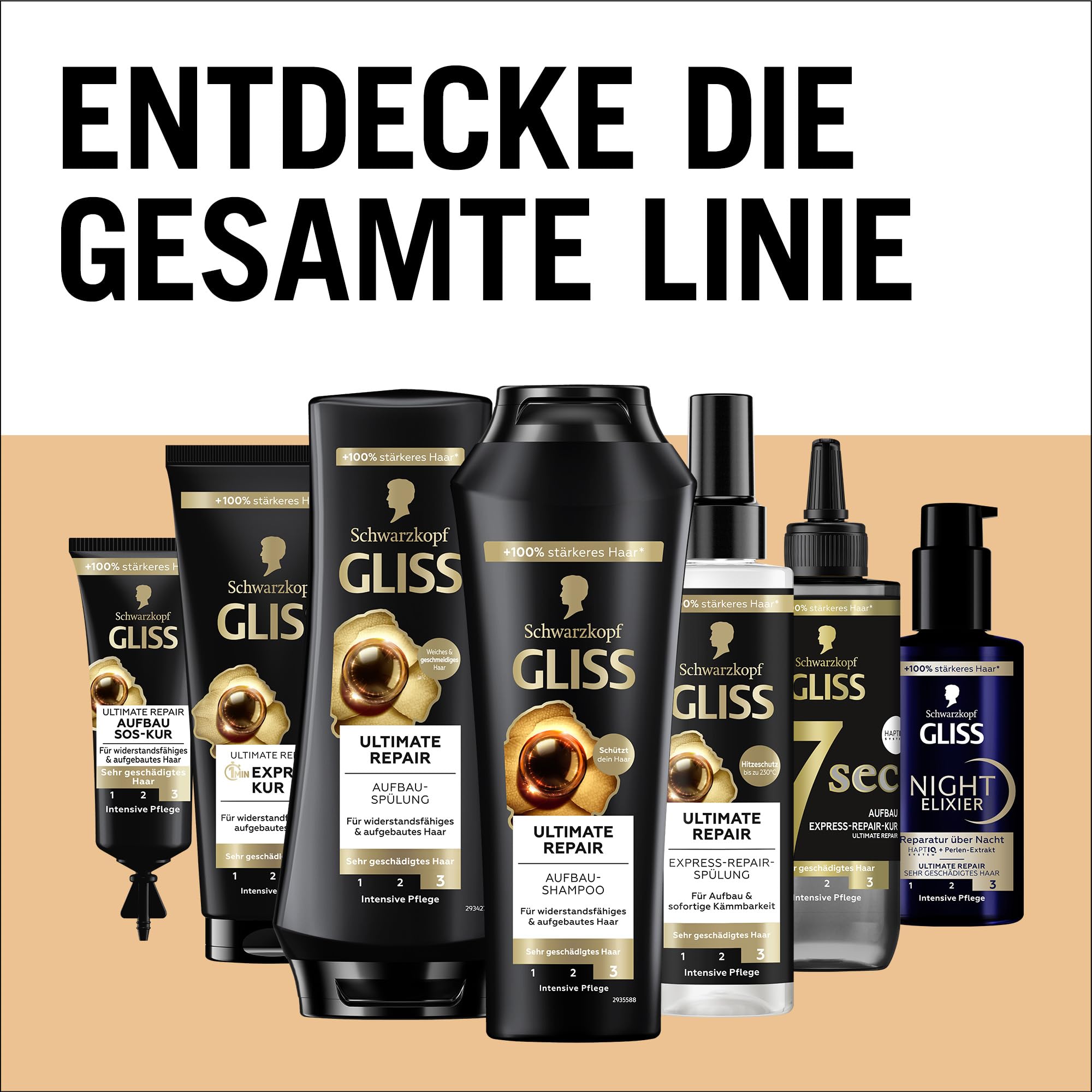 Gliss 1-minutowa intensywna kuracja Ultimate Repair (200 ml), kuracja do włosów z keratyną dla bardzo zniszczonych włosów, skuteczna już po 1 minucie