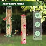 2 Packs Oiseaux Feeder Tube Feeding Feeders, 6 Port Wild Bird Feeders Premium Plastique dur avec cintre en acier imperméable et imperméable Idéal pour attirer les oiseaux 18.2 Poches grandes (rouge) + Vert)