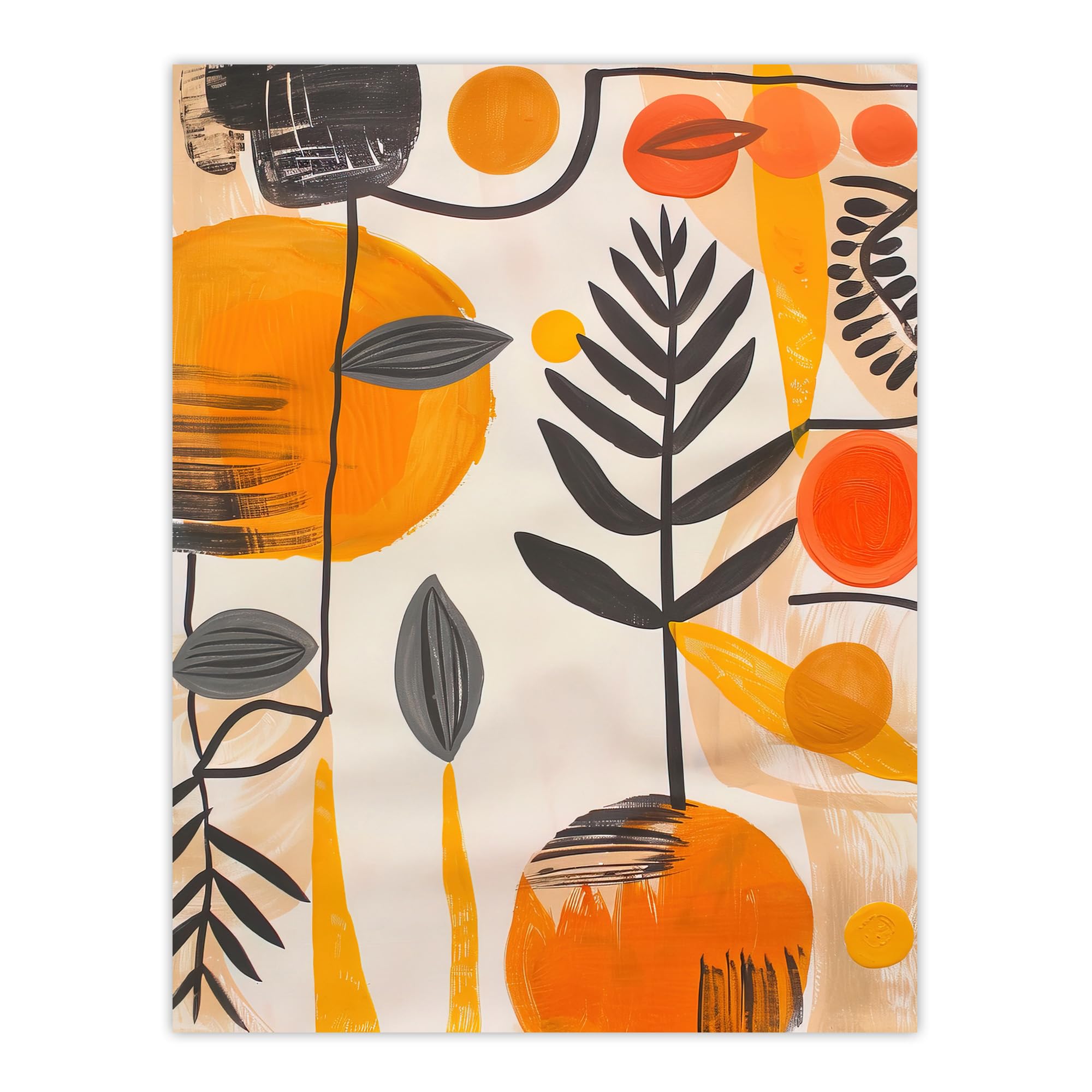 Artery8 Abstract Plant Lover Wall Art Print Orange W18" x H24"