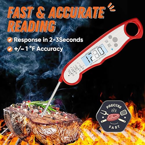 Miniatura 2 de Termómetro digital para carne, termómetro impermeable de lectura instantánea para alimentos para cocinar y asar a la parrilla, accesorios de cocina,