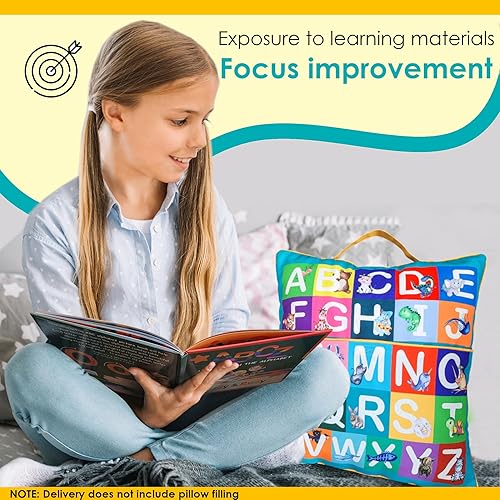 Miniatura 9 de ABC - Funda de almohada y libro de aprendizaje del alfabeto con seguimiento de letras, materiales educativos para la primera infancia y actividades