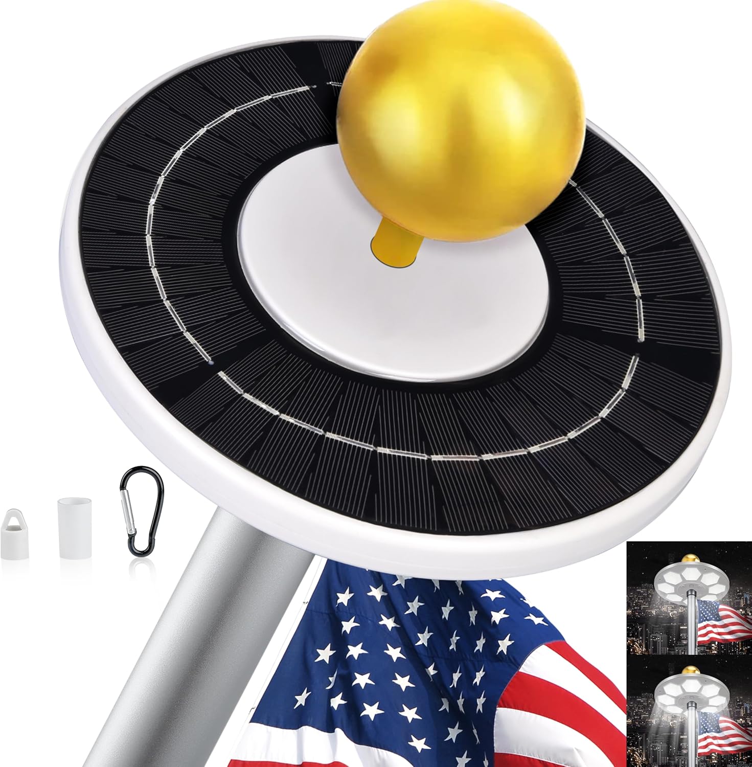 Flagpole Light Solar Powered, 6 Updated Ultra Bright 160 LED for 15-25 Ft Poles, 15 Hour Dusk to Dawn Auto On/Off, Aurora Lighting - Image 2