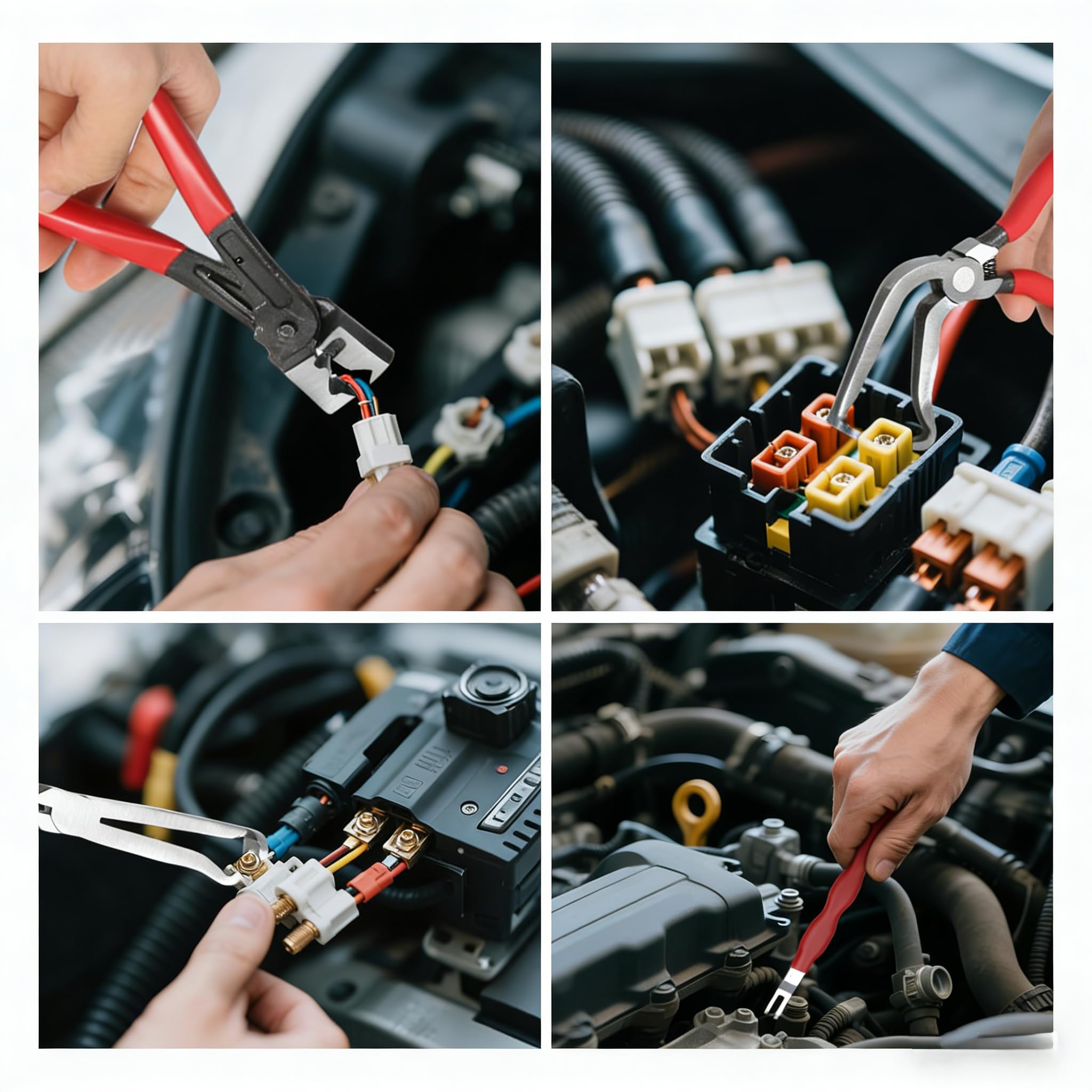 Zestaw 5-częściowy: Zestaw szczypiec elektrycznych z rękawiczkami, narzędzie do automatycznego złącza do przewodu paliwowego, okablowania, czujników i klaksonów, naprawa ciężarówek