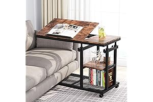 Tribesigns Height Adjustable Bedside Table with Wheels