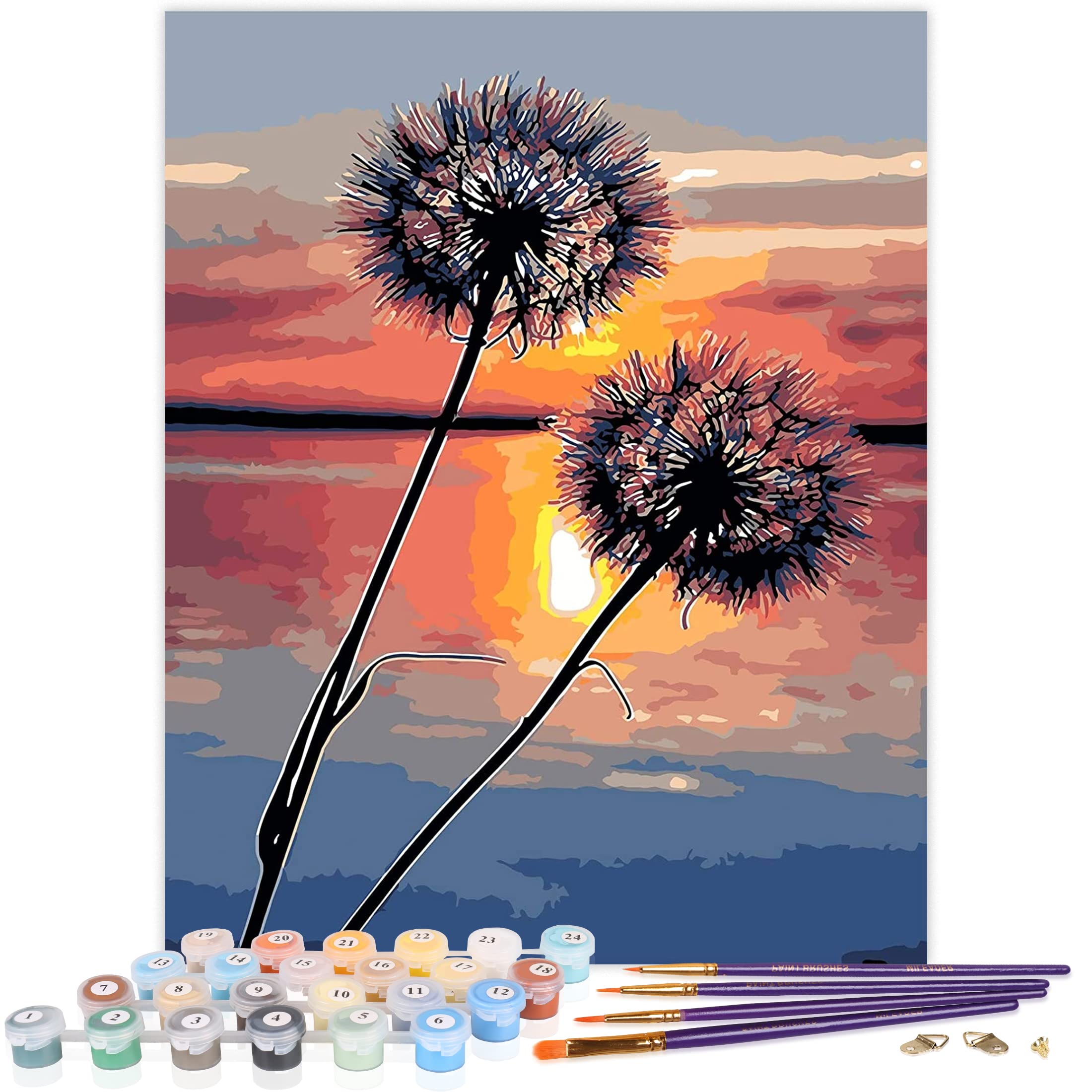 kealuxDIY Oil Painting by Numbers, Canvas Oil Painting Dandelions for Adults and Beginner, Paint by Numbers 40x50cm Decor Decorations Gifts Without Frame