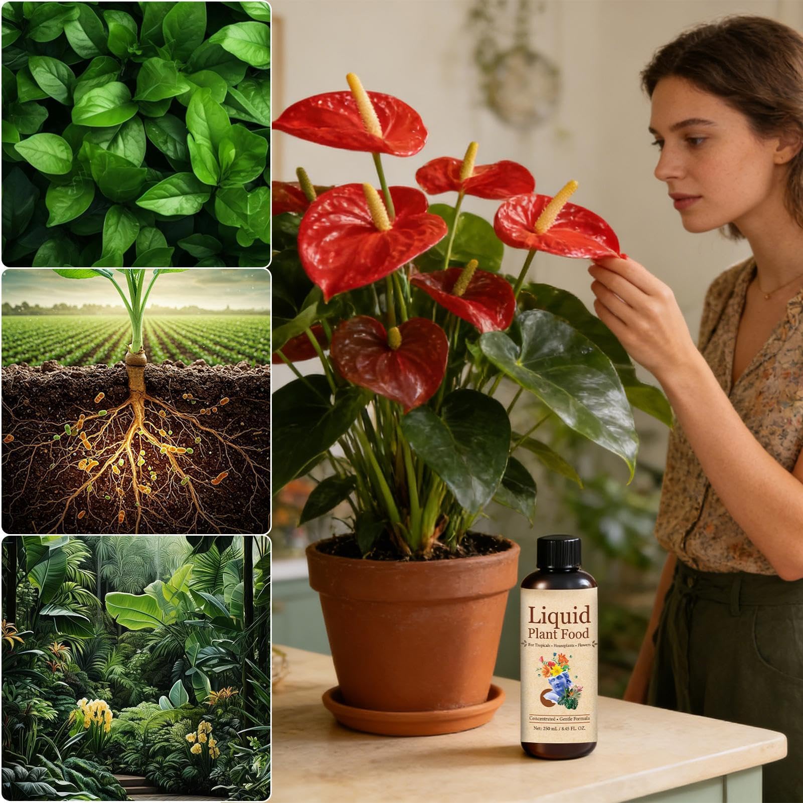 Abono Líquido para Plantas de Interior 250 ml Nutrientes Orgánicos para el | Fertilizante para Plantas de Interior para Orquídeas, , Bonsáis, Flores, y Jardín Exterior