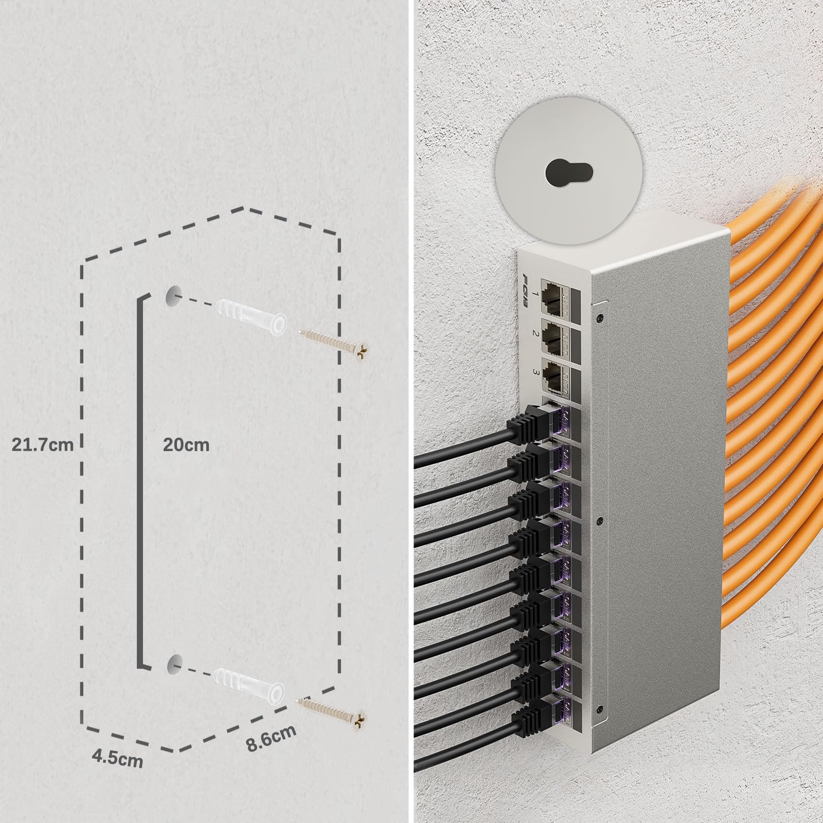 FGB Pannello patch CAT7 a 12 porte con 12 moduli jack Keystone CAT.7 RJ45 | 10 Gbps, pannello di distribuzione STP per rete LAN DSL, compatibile CAT6, CAT6a, CAT7, CAT8, cavo di rete