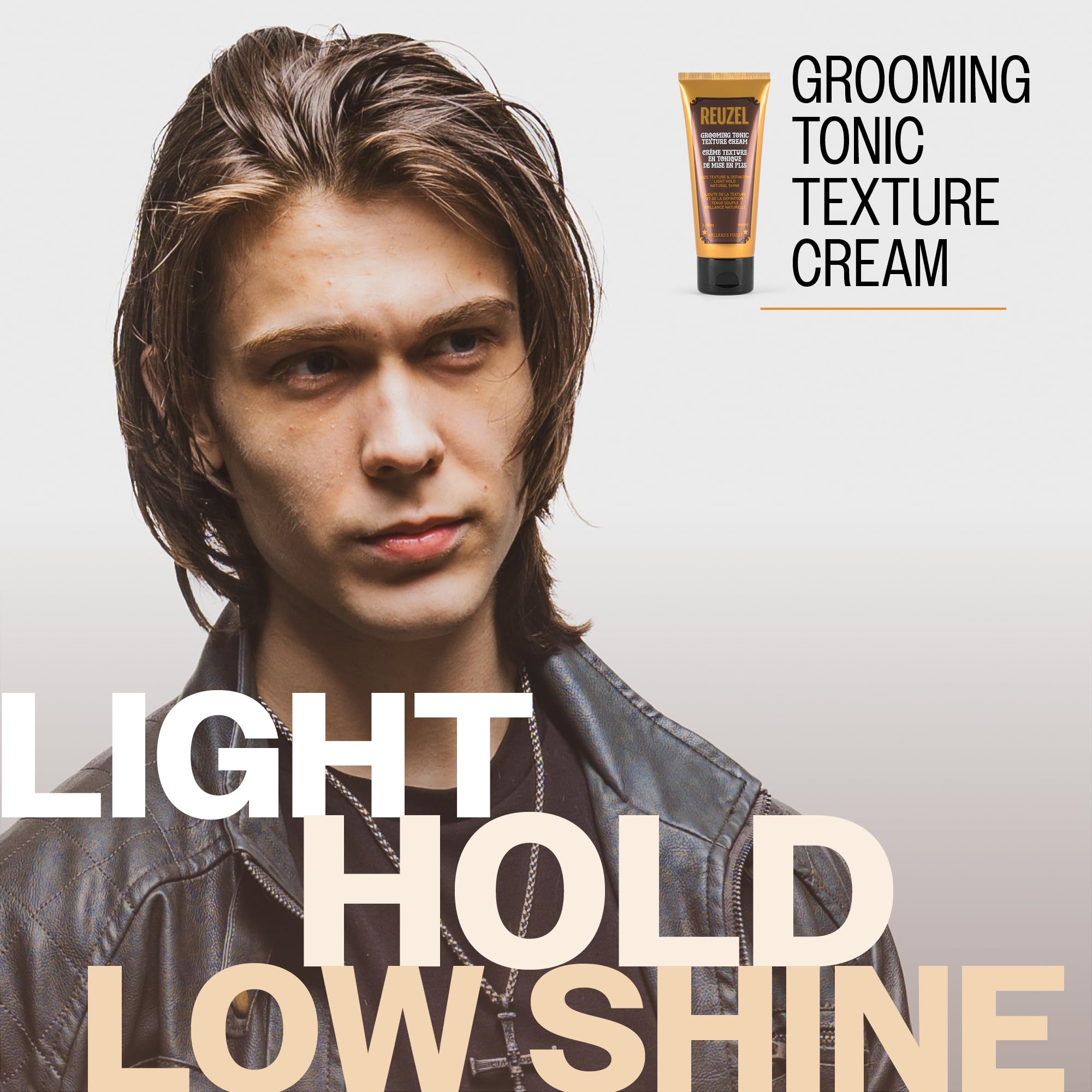 Reuzel Grooming Tonic Texture Cream, tenue moyenne et définition, texture bouclée et brillance, protection contre la chaleur pour tous les types de cheveux, 100 ml