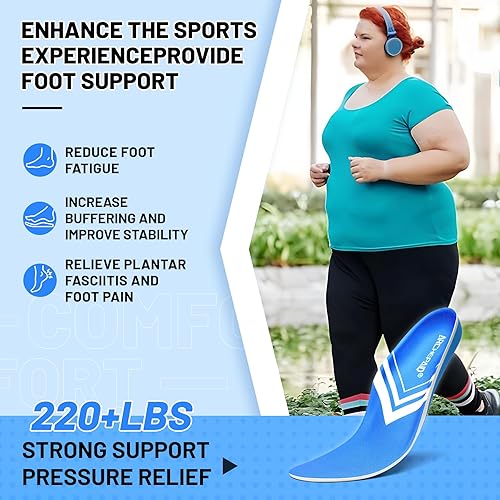 Miniatura 5 de Plantilla ortopédica con soporte para el arco, alivio de la fascitis plantar, pies planos para sobrepronación del dolor en el talón, insertos para