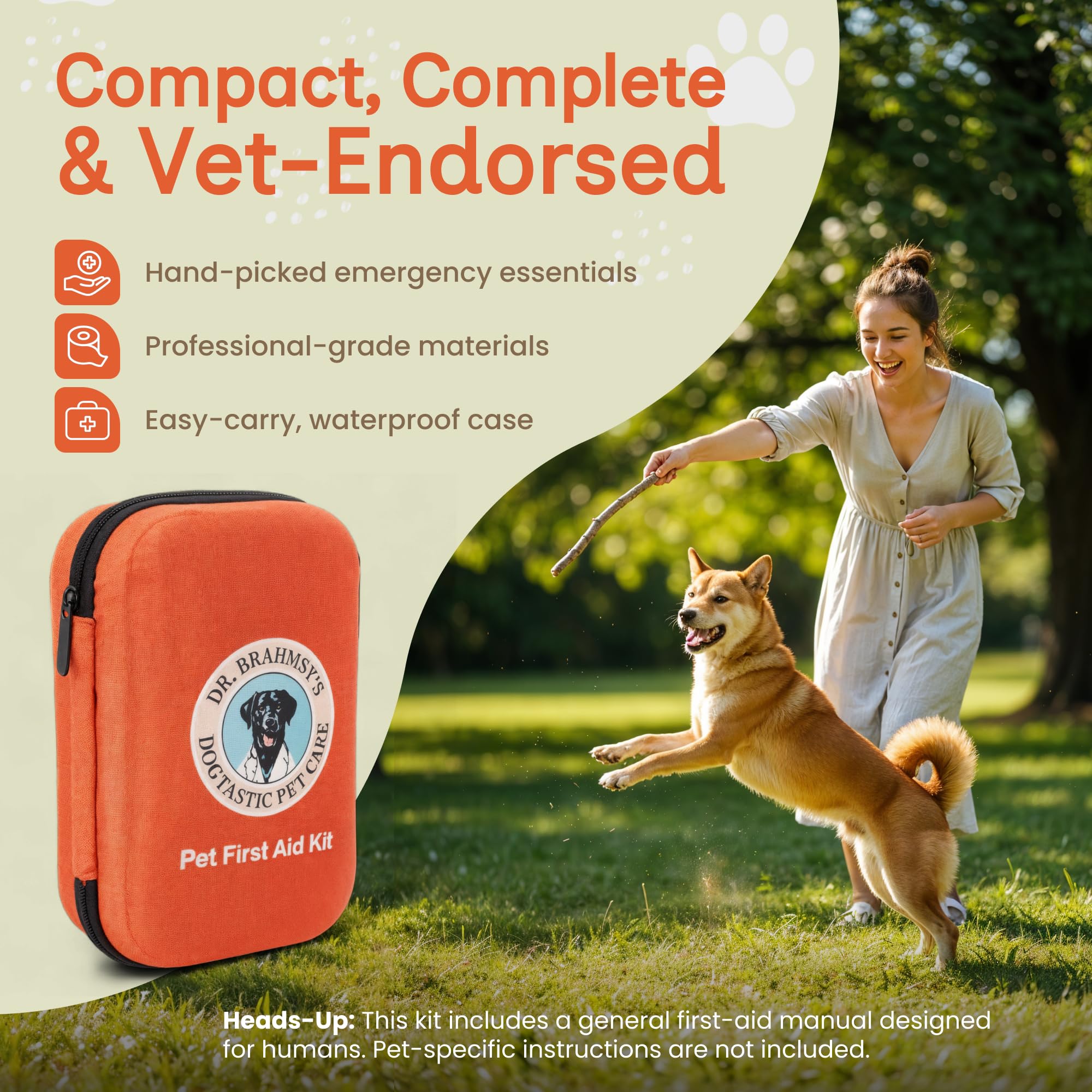 Cada compra ayuda a las mascotas sin hogar, kit de primeros auxilios para mascotas del Dr. Brahmsy, perfecto para viajes de mascotas, se adapta a respaldos y vehículos, cuidado de la salud de